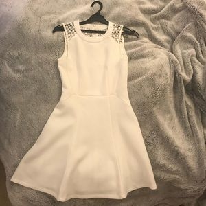 White Dress with Floral Patterns